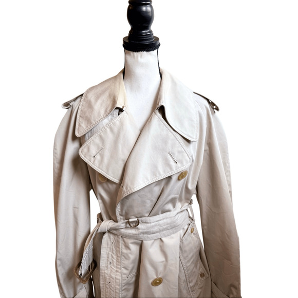 AQUASCUTUM Aqua 5 Tan Beige Belted Long Trench Coat Men’s Size Large - Picture 10 of 12